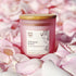 Thousand Petals Candle by Arya Tara Candles. Rose petal scent, floral fragrance. Rose buds, Damask rose petals, rose jam. Pink candle, pink candle jar. Rose oil candle, rose essential oil. Non-toxic natural candle made with coconut apricot wax, lead-free zinc-free wicks, premium fragrances. Luxury candle, natural candle. Made in Tucson Arizona, hand poured candle in small batch. Self care candle. 